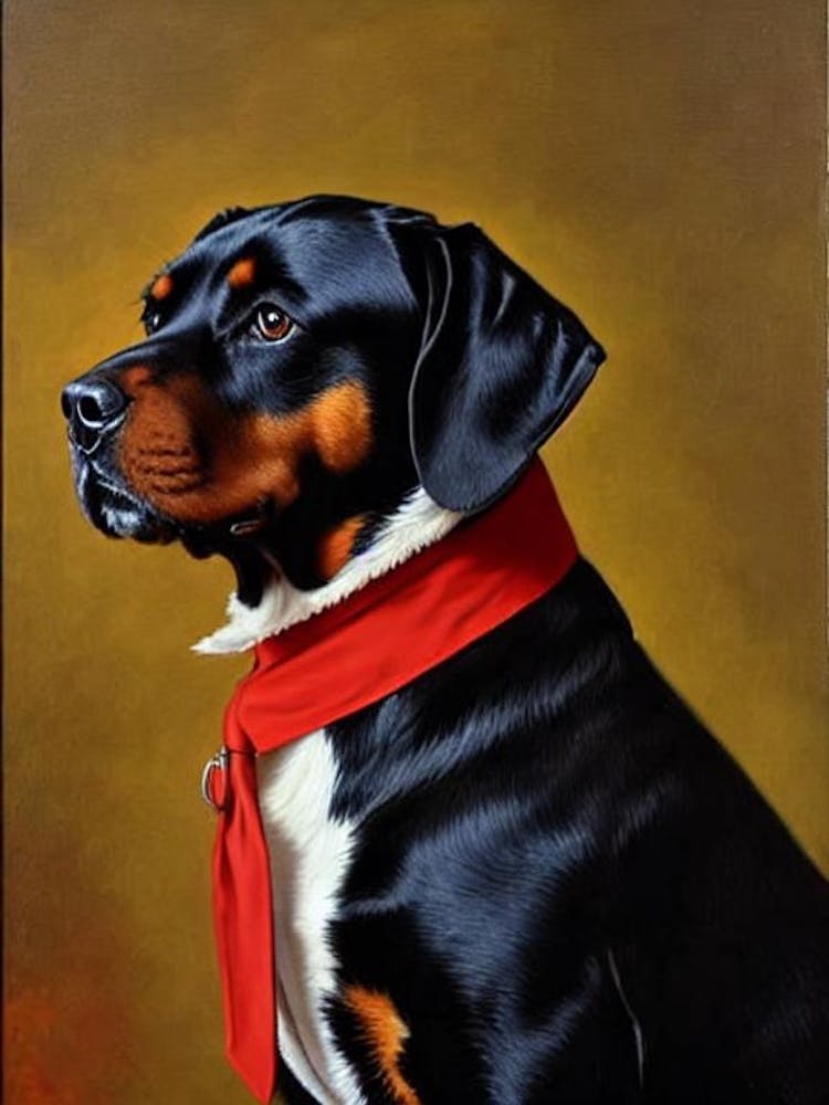 Rottweiler Renaissance Porträt Ölgemälde