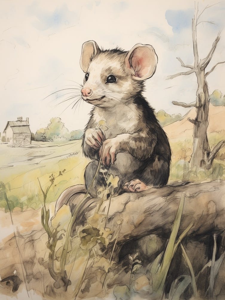 Furet Aquarelle Animal de Conte de Fées 1