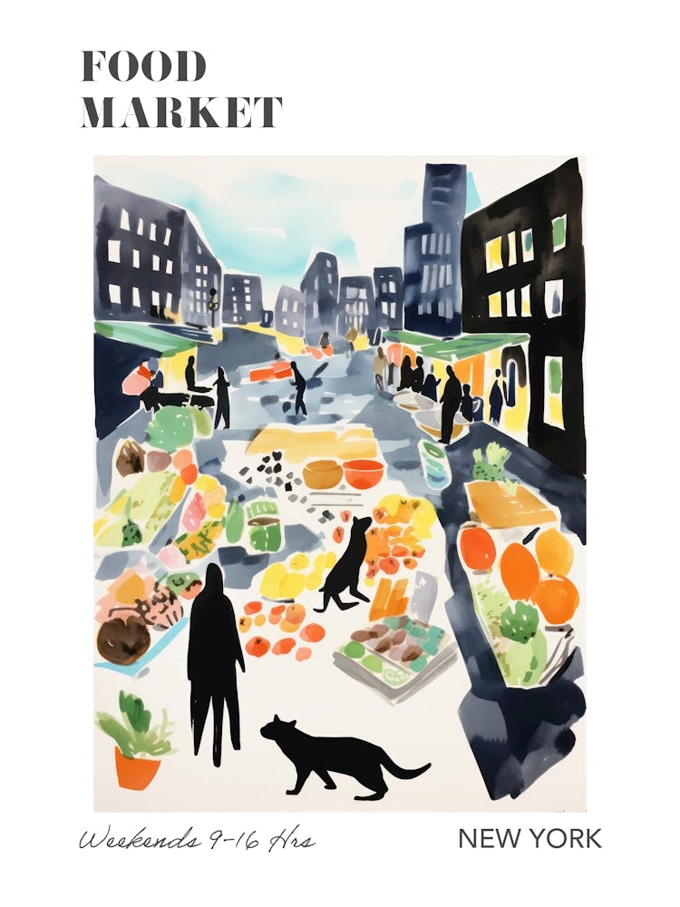 The Food Market In New York 3 Illustration Poster