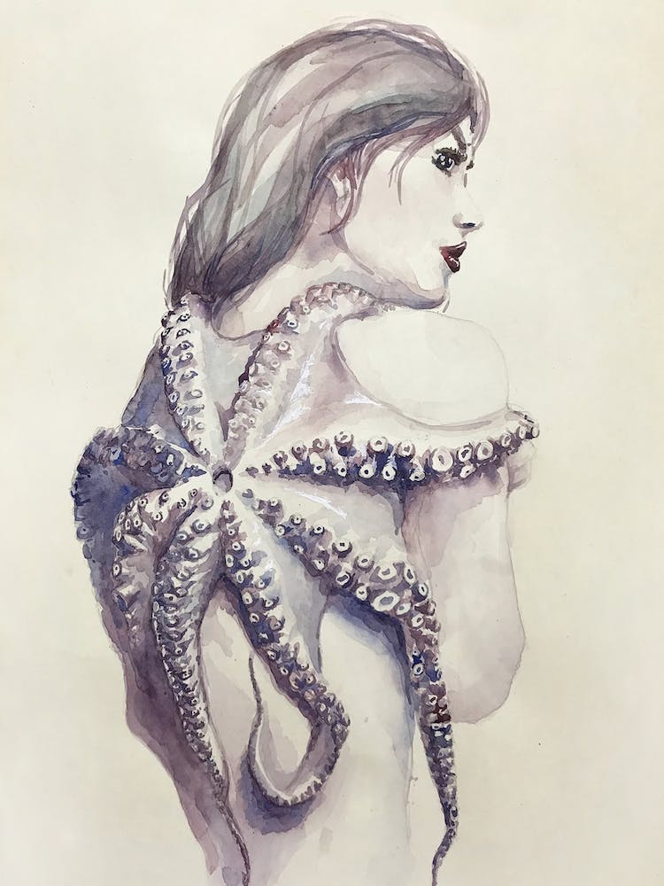 Captured By The Deep Watercolor Art