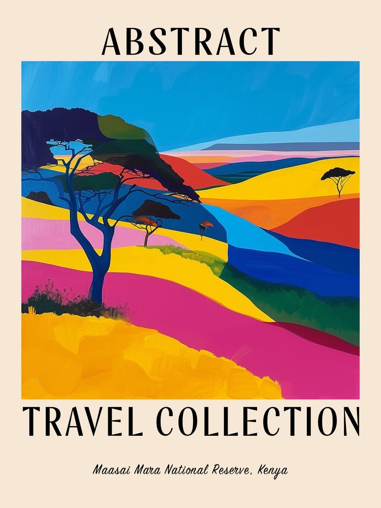 Abstract Travel Collection Poster Maasai Mara National Reserve Kenya 2