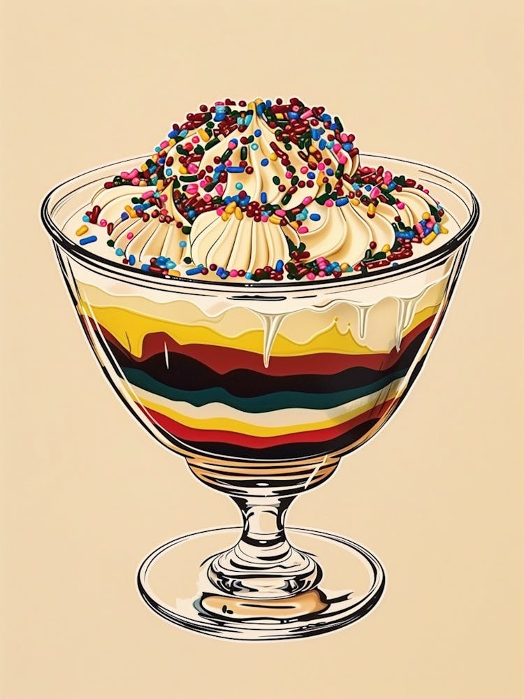 Retro Trifle Minimalist Illustration