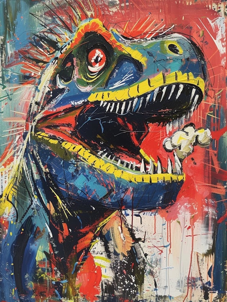 Paint Splash Dinosaur Eating Popcorn 6