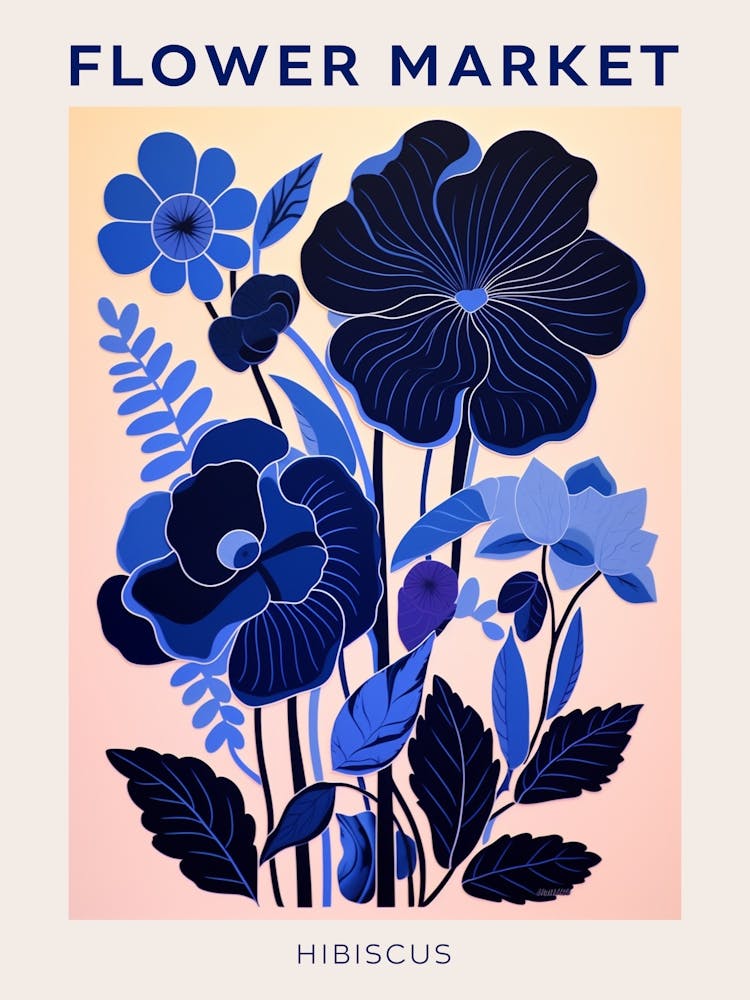 Blue Flower Market Poster Hibiscus 2