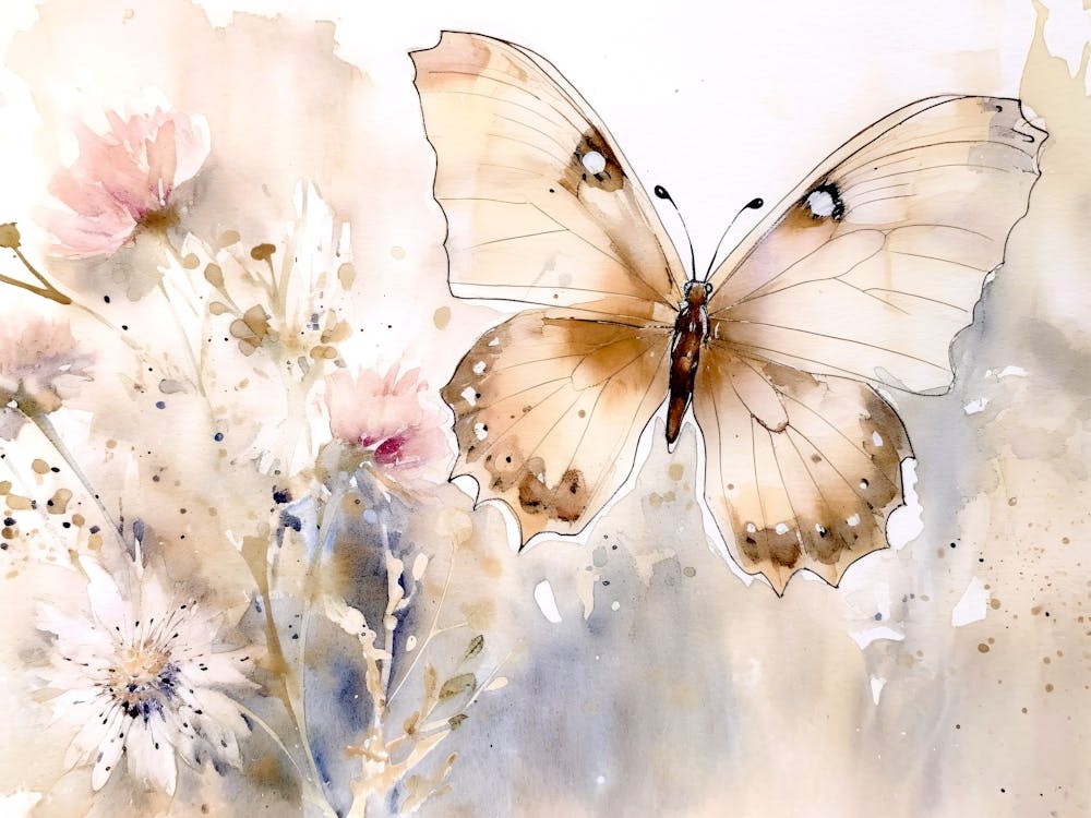 Butterfly And Flowers