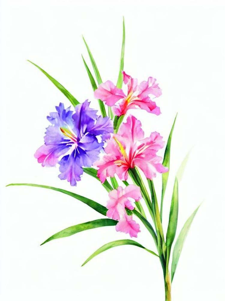 Gladioli 3 Watercolour Flower