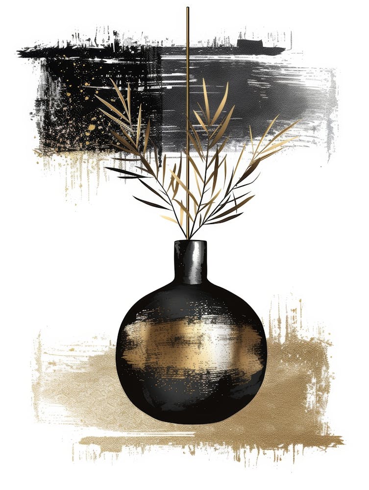 Gold And Black Vase