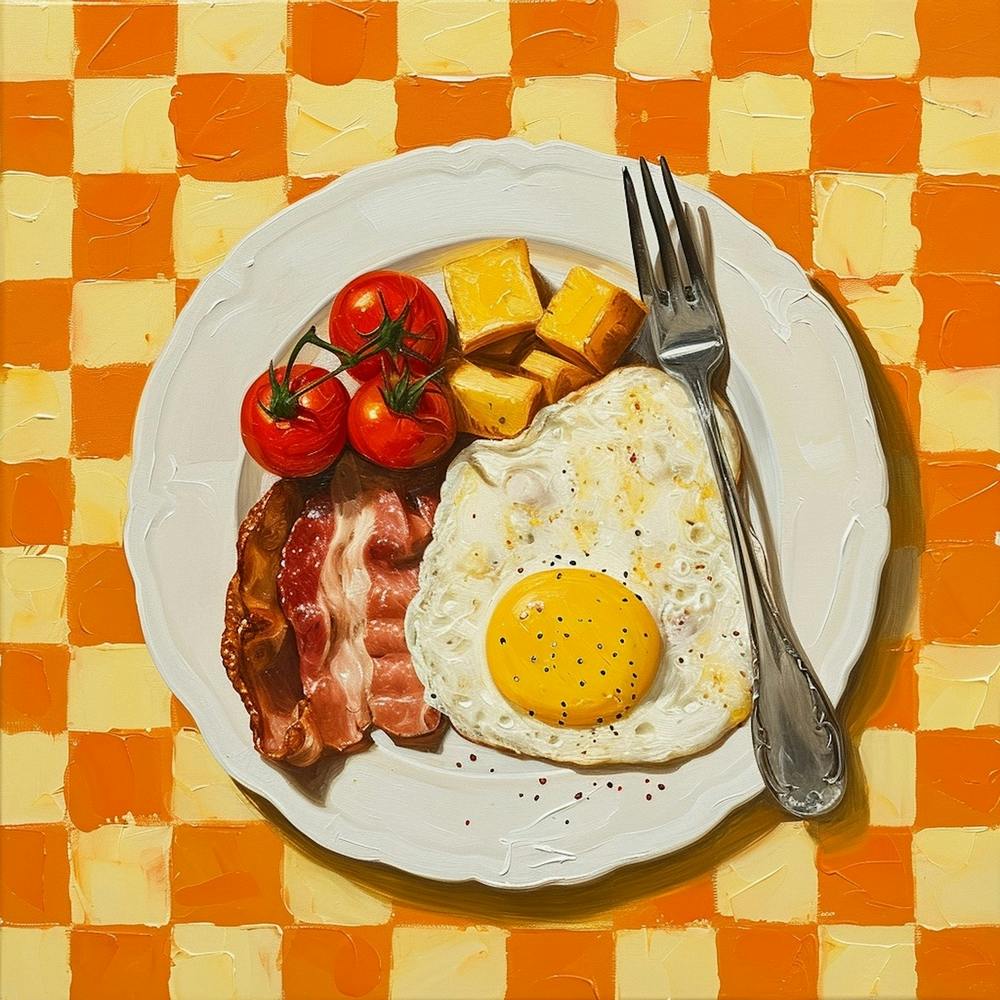 Full English Breakfast Yellow Checkerboard 4