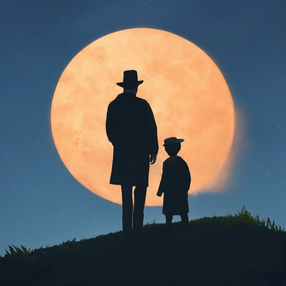 Silhouette Of A Man And Child