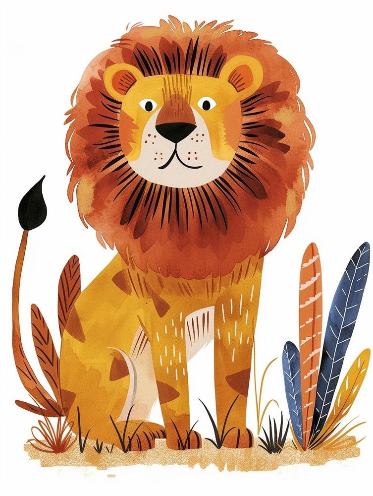 African Lion Hunting In The Savannah Clipart 2
