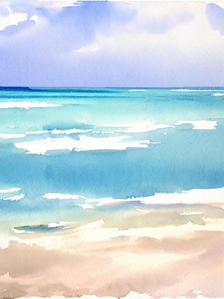 Saint Jean Beach, St Barts Watercolour