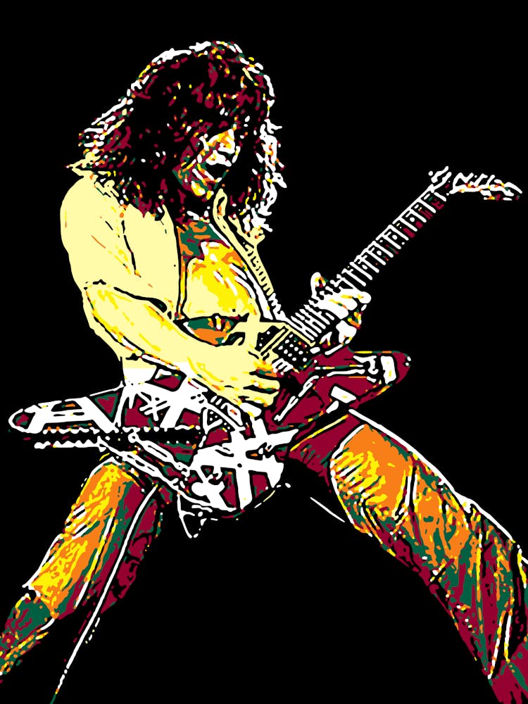 Eddie Van Halen American Rock Band Guitarist Legend in Pop Art