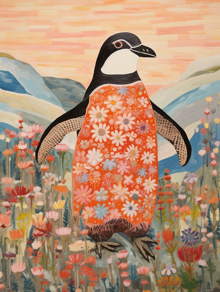 Penguin 4 Detailed Bird Painting