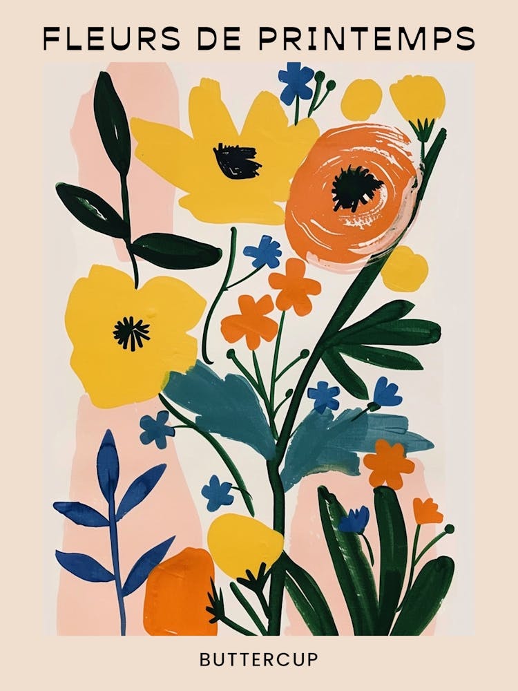 Spring Floral French Poster  Buttercup 2