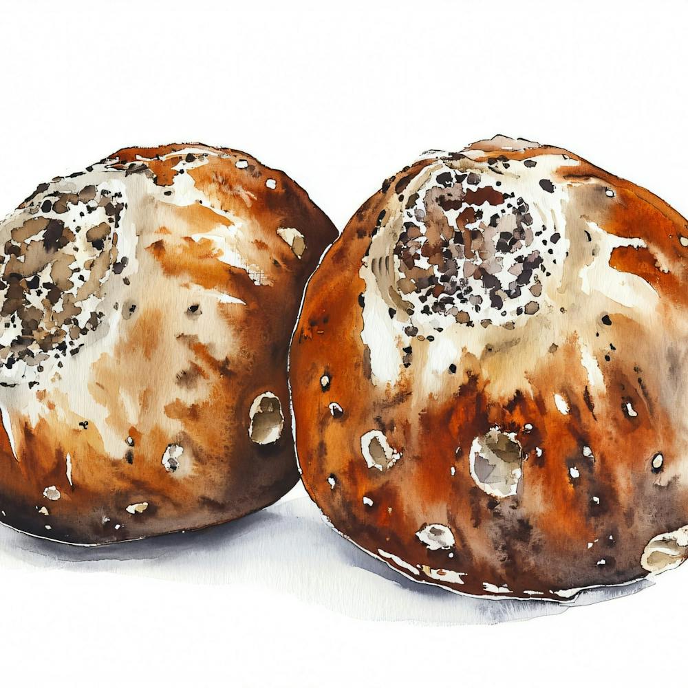 Two Mushrooms Watercolor Illustration