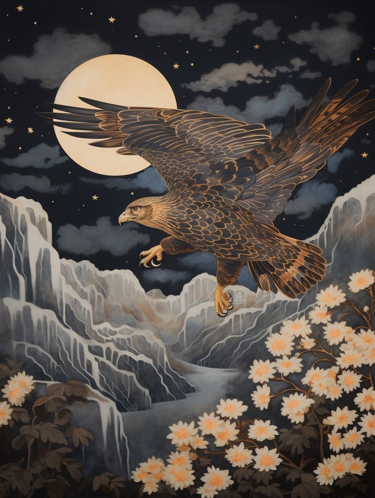 Hawk 1 Gold Detail Painting