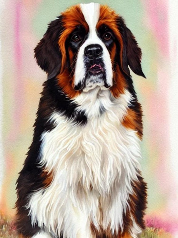 St Bernard Watercolour Dog
