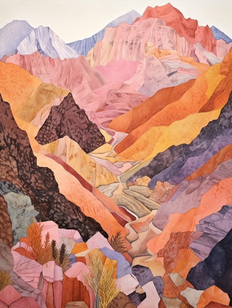 Toubkal Morocco 1 - Illustration de montagne colorée