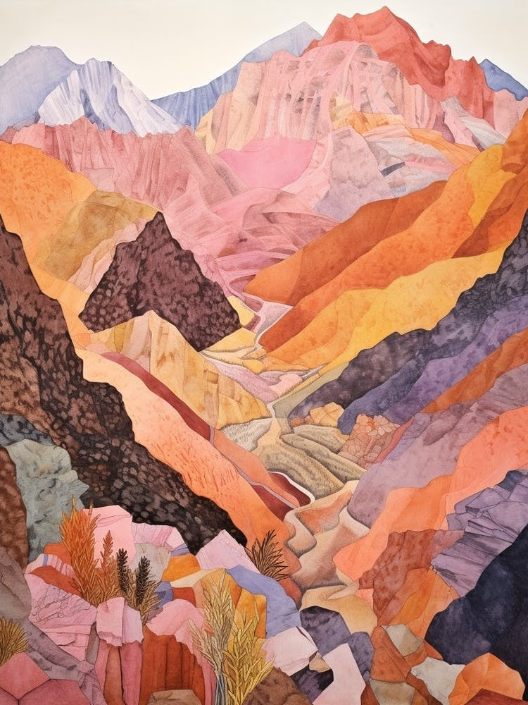 Toubkal Morocco 1 Colourful Mountain Illustration