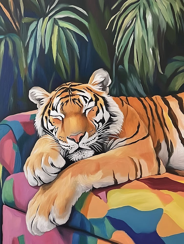 Tiger On Couch 2