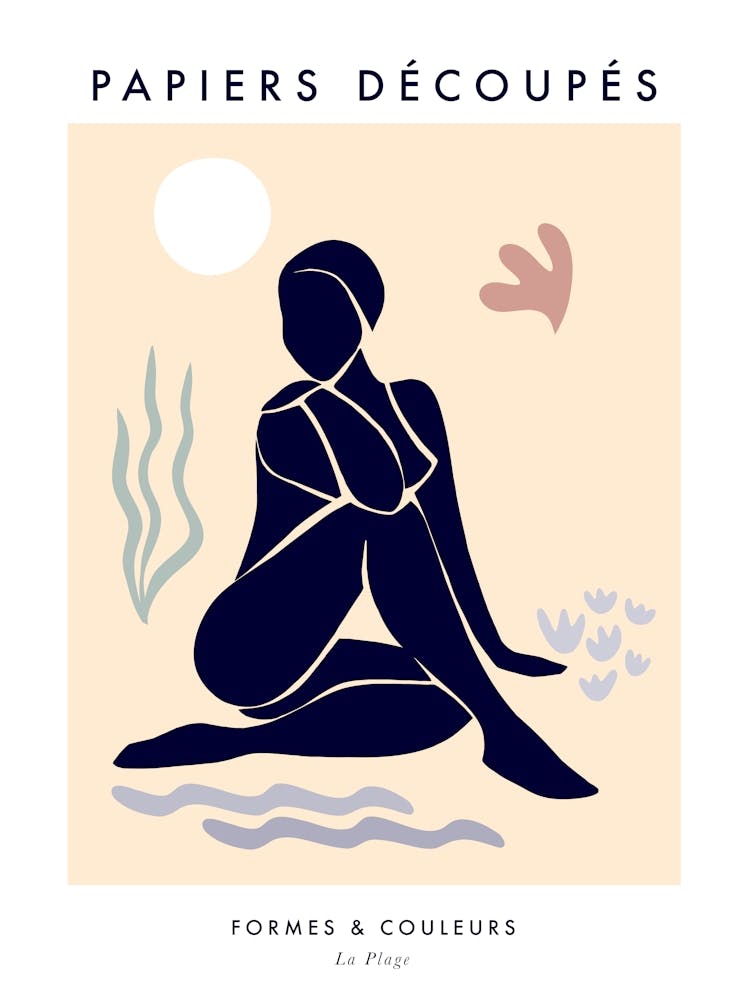 Matisse Minimal Serene Summer Swimmer Cut-outs on the Beach