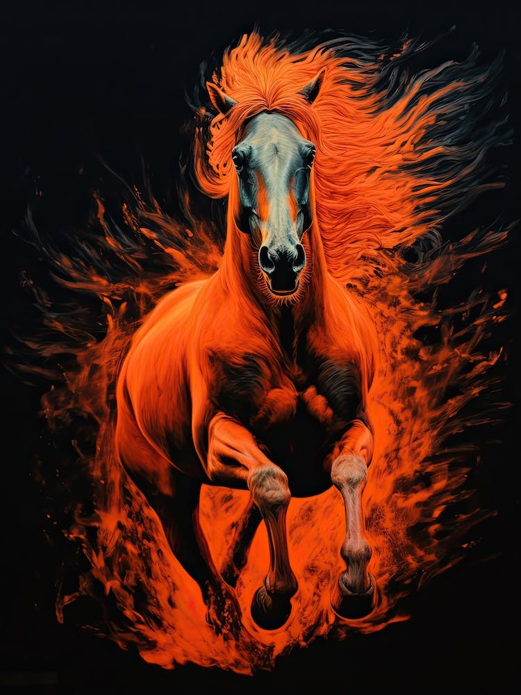 A Horse Painting In The Style Of Palette Negative Painting 3