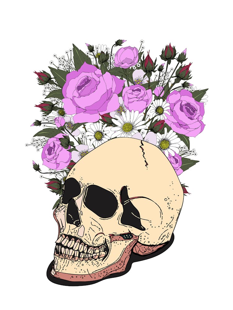 Skull With Flowers 3