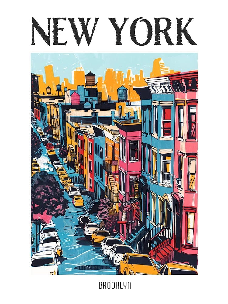 Brooklyn New York Colourful Silkscreen Illustration 3 Poster
