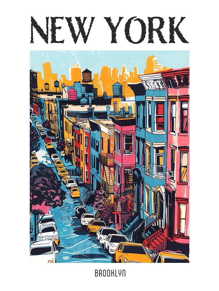 Brooklyn New York Colourful Silkscreen Illustration 3 Poster
