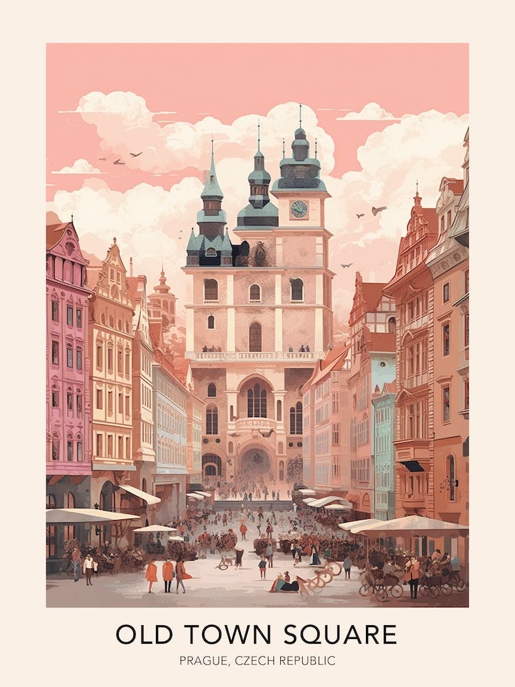 The Old Town Square Prague Czech Republic Travel Poster