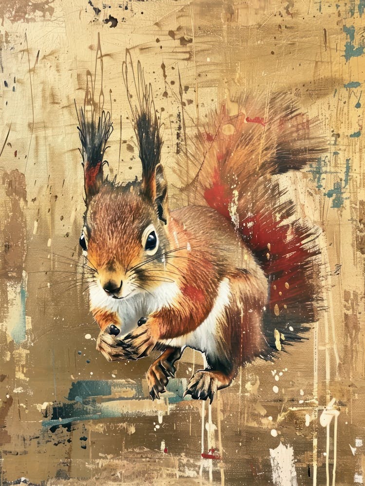 Red Squirrel Gold Effect Collage 4