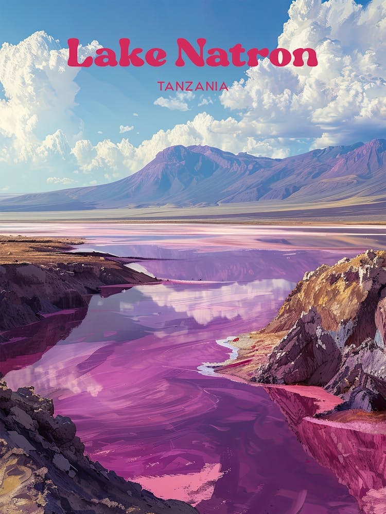 Lake Natron Red Lake Africa Travel Illustration