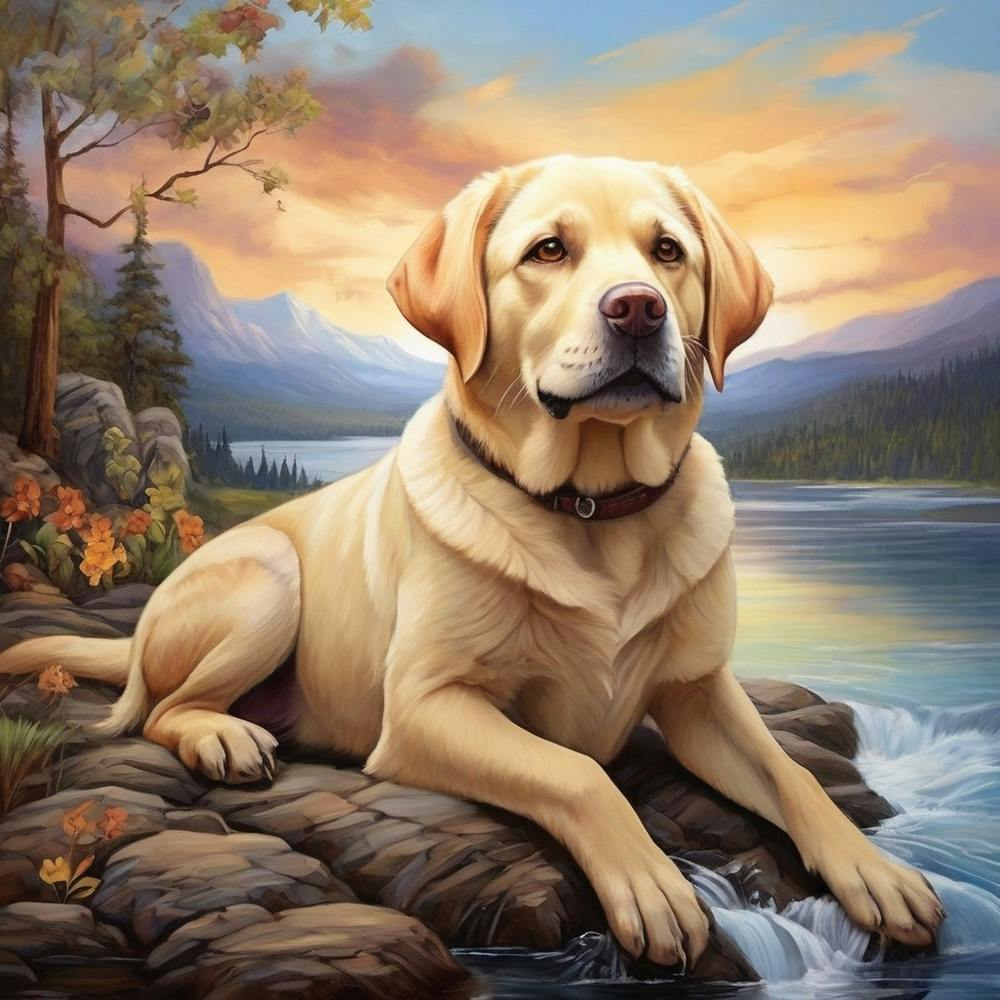  Labrador Retriever dog Art With Beautiful background