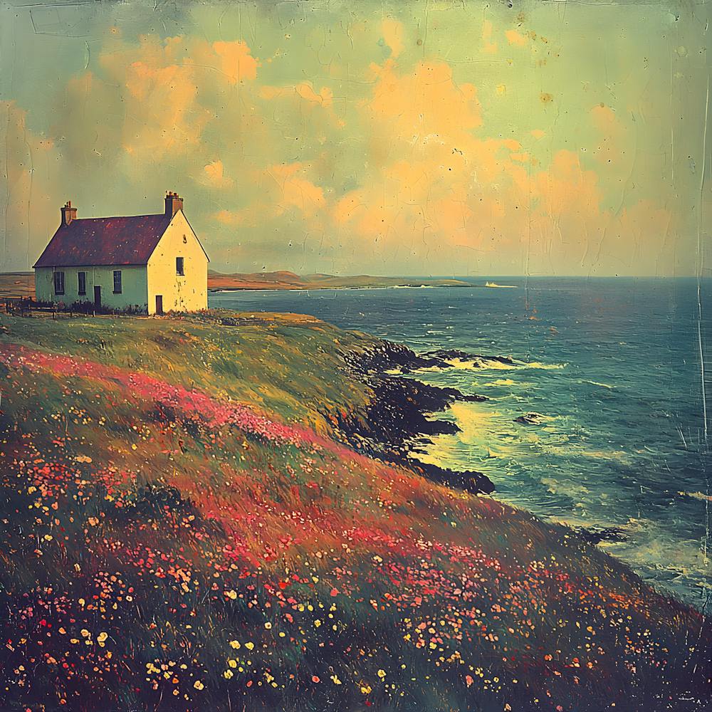 Seaside Cottage Bliss – Vintage Coastal Landscape Art