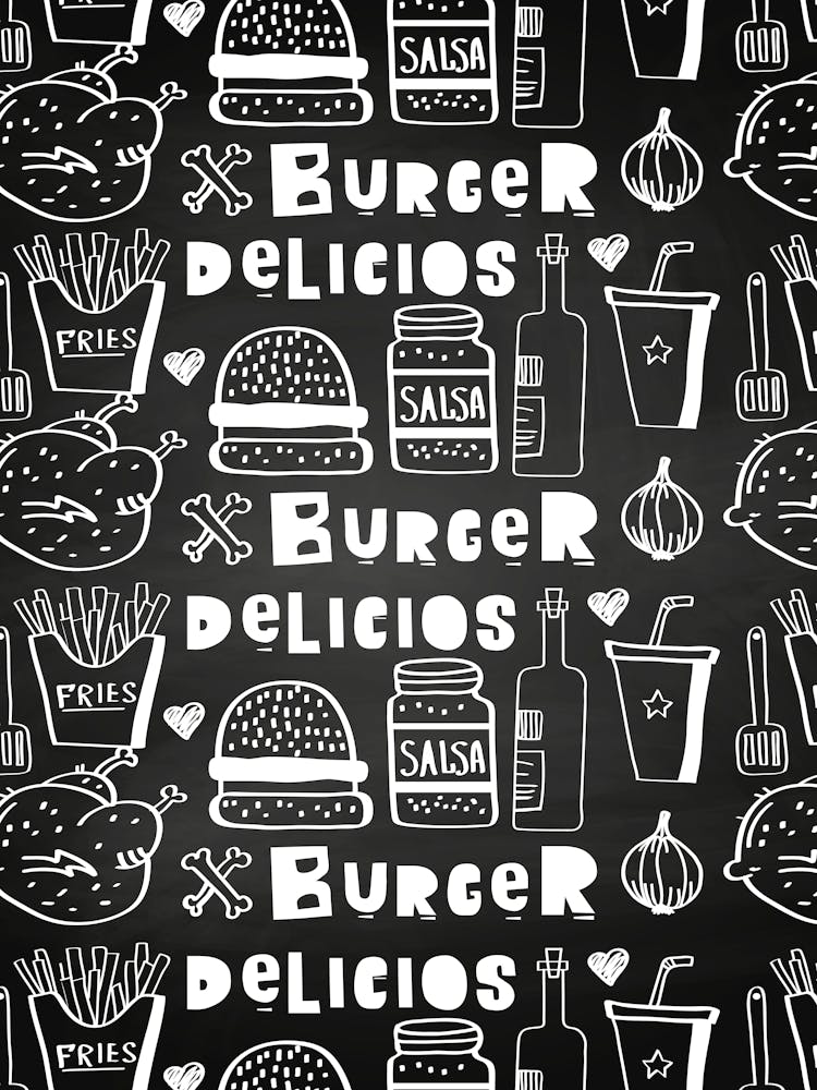 Burgers And Fries - kitchen art, kitchen poster