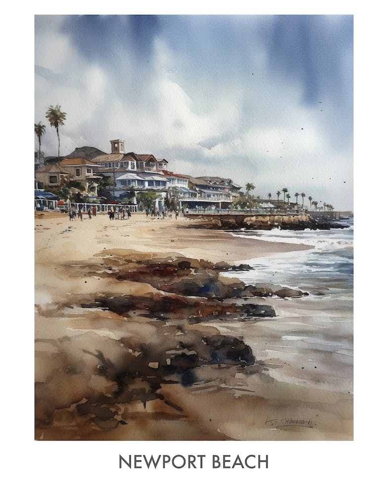 Newport Beach Aquarelle 2 Affiche de Voyage