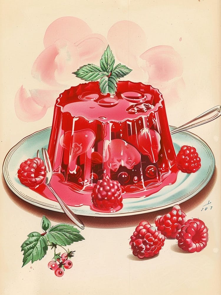 Rasperry Jelly Vintage Cookbook Illustration 5