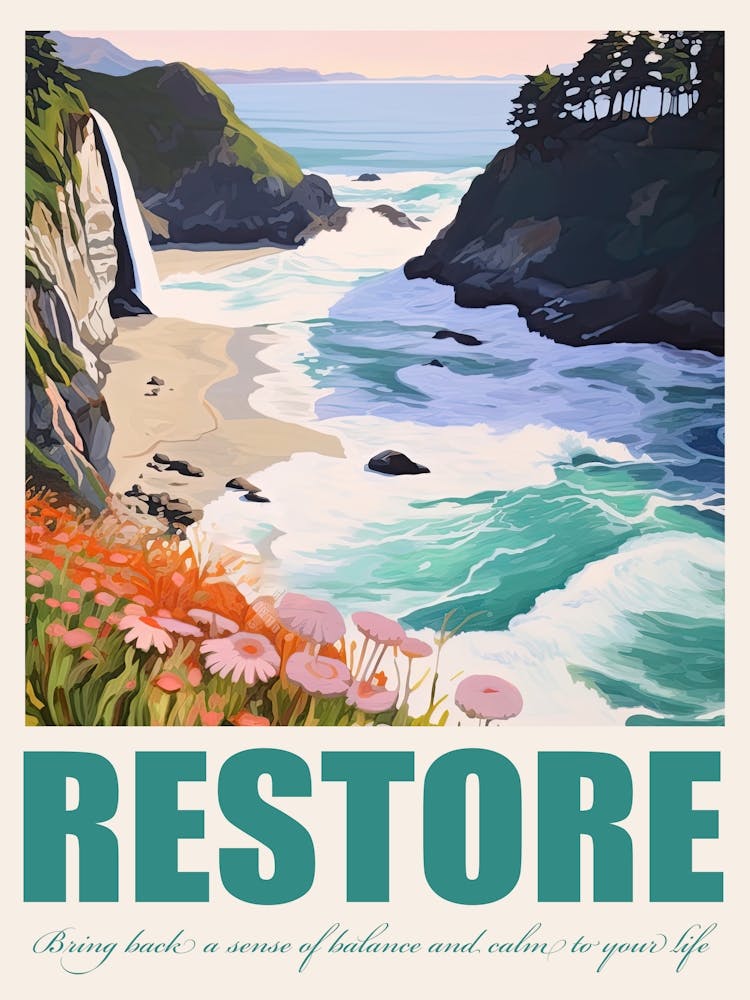 Restore    Bring Back A Sense Of Balance And Calm To Your Life Illustration Quote Poster