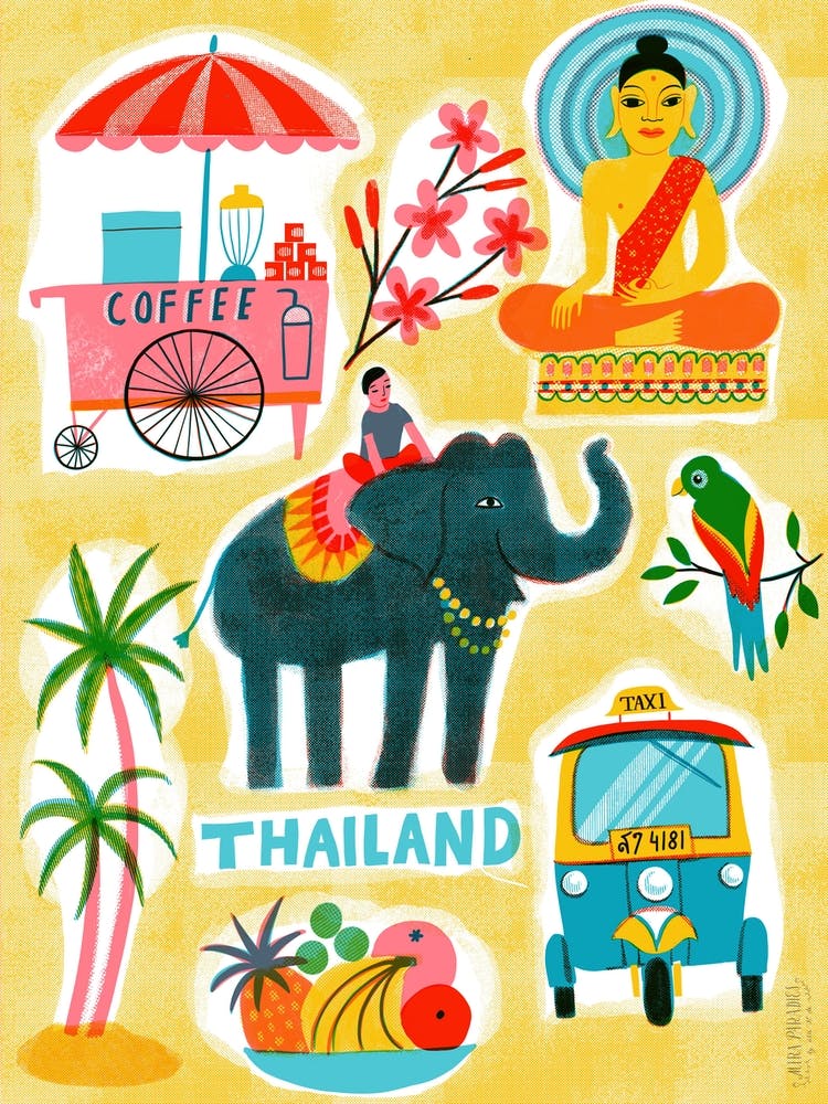Screenprint Vintage Travel Thailand