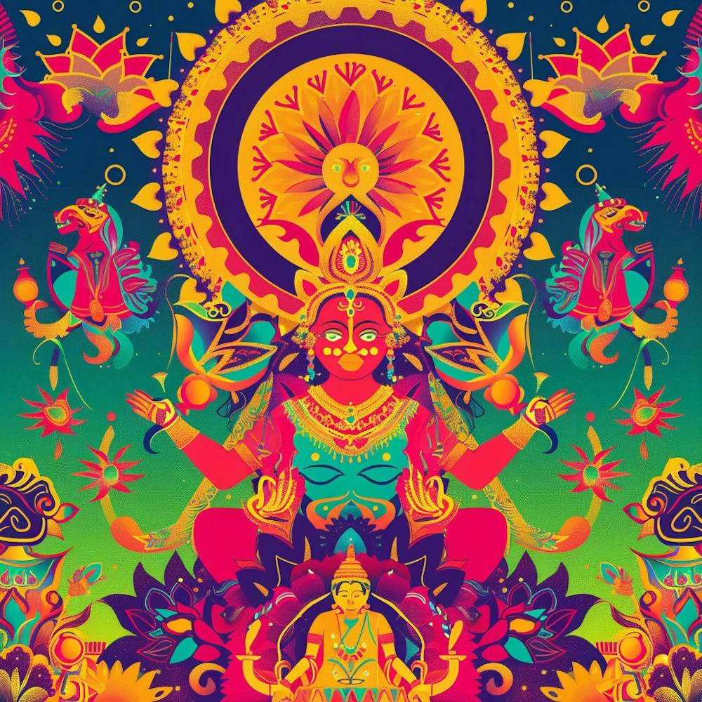 Durga Puja Themed Banner Texture With Goddess Durga