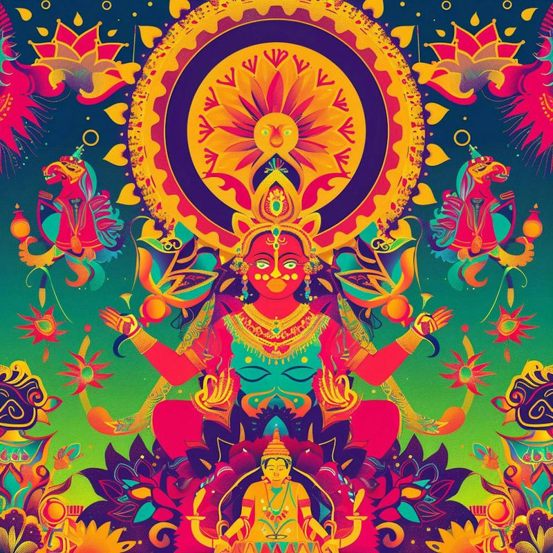 Durga Puja Themed Banner Texture With Goddess Durga