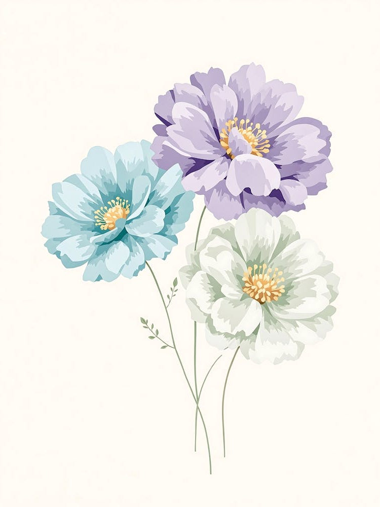 Soft Pastel Wildflowers with Elegant Stems