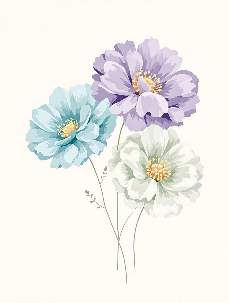 Soft Pastel Wildflowers with Elegant Stems