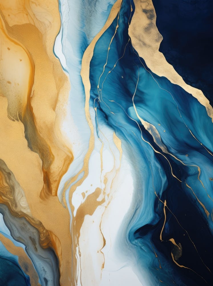 Blue And Gold Abstract Painting 6