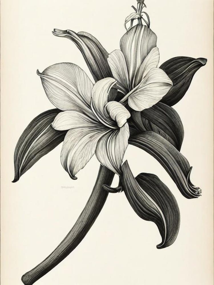 Amaryllis Vintage Botanical Flower