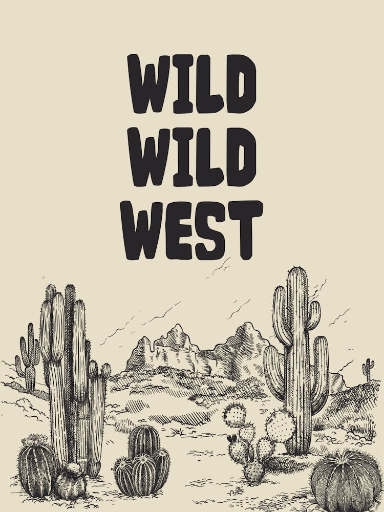 Wild Wild West Poster Rodeo Wall Art Retro Printable Southern Home Decor Cowboy Cowgirl Art