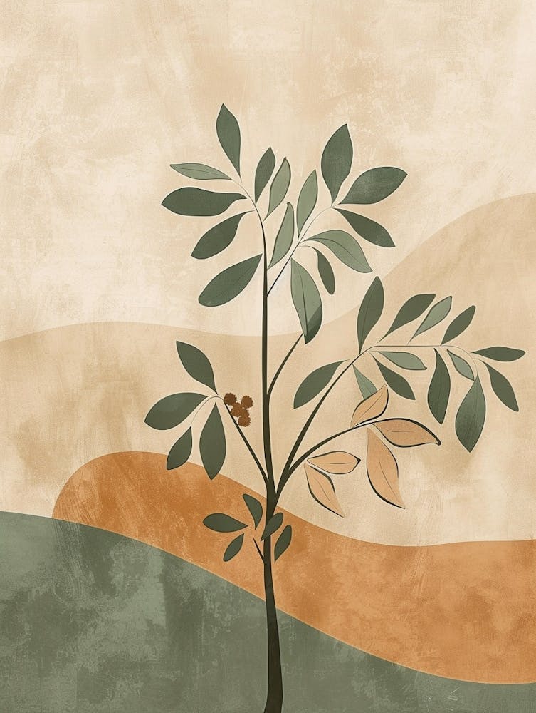 Chestnut Tree Minimal Japandi Illustration 4