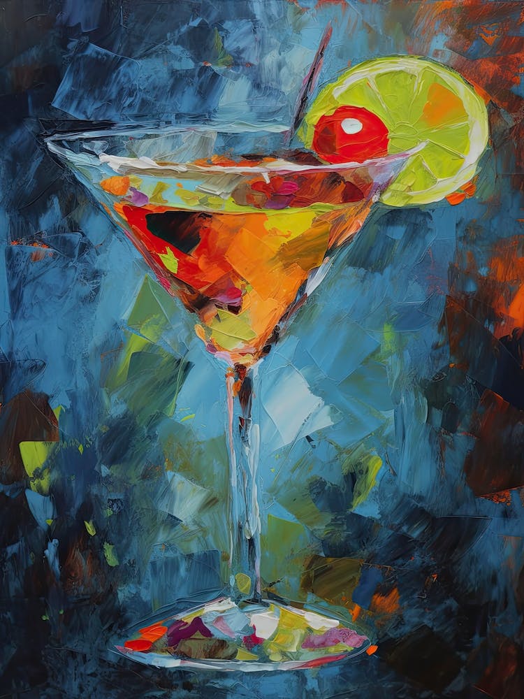 Martini Cocktail Oil Painting 4