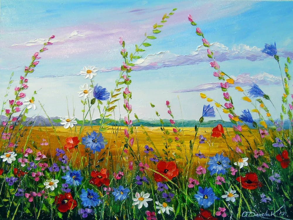 Blue flowers in the field