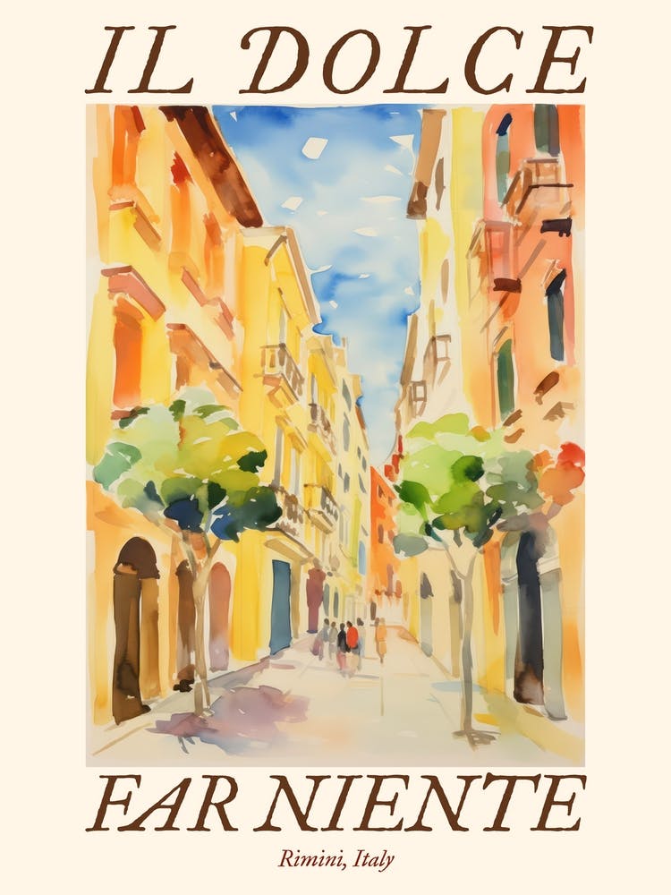 Il Dolce Far Niente Rimini, Italy Watercolour Streets 2 Poster
